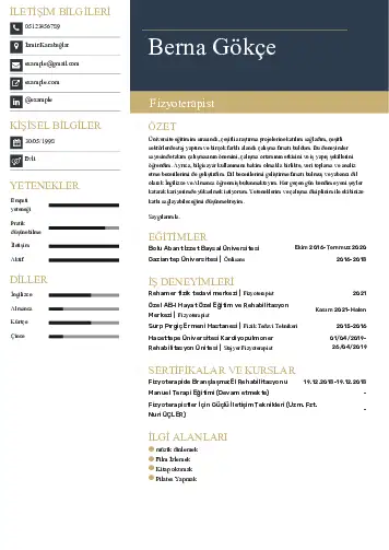 Fizyoterapist Cv Örnekleri cv indir